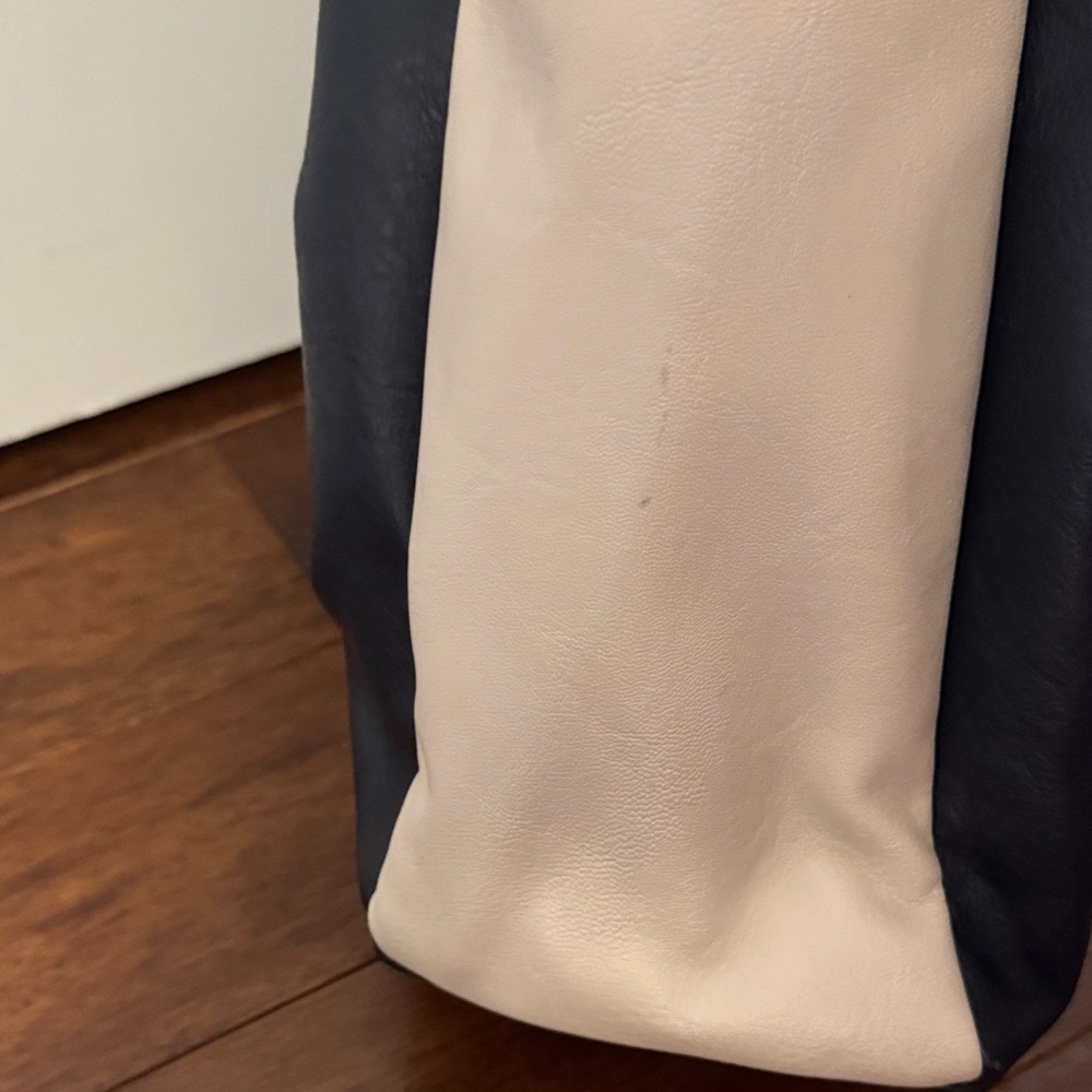 Dune London Navy, Cream and Tan Leather Shoulder Tote - Picture 9 of 10